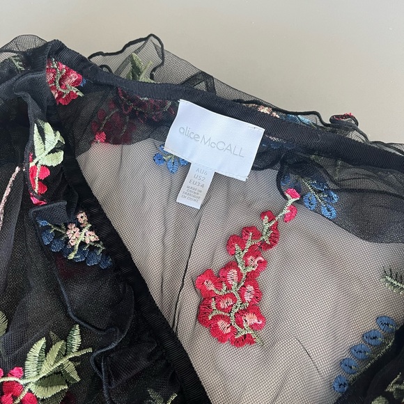 Alice McCall Time Stands Still Ruffled Embroidered Tulle Blouse in Black - Picture 7 of 13